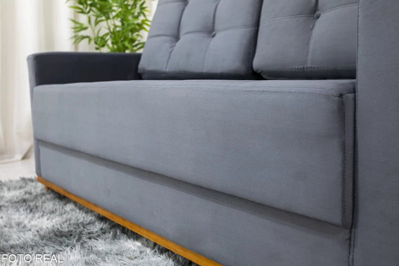 Sofá 3 lugares Living Áustria Veludo Grafite A15 Larg. 1.70m