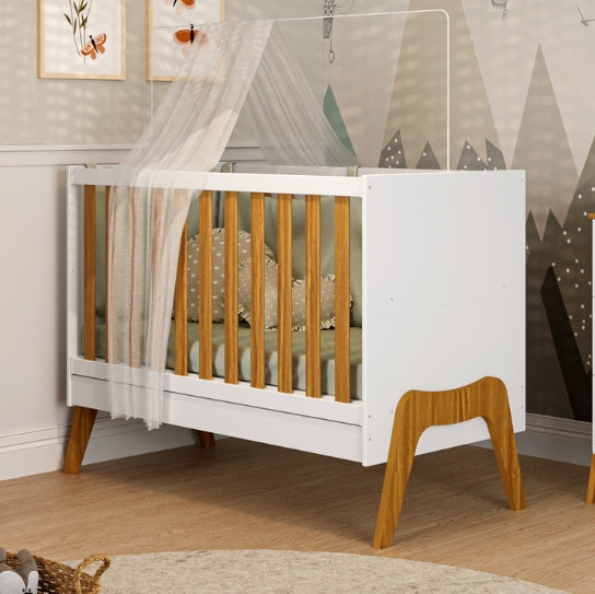 Berço Guti Retrô Americano Branco Brilho/Amêndoa – PEROBA MÓVEIS - Móveis furniture