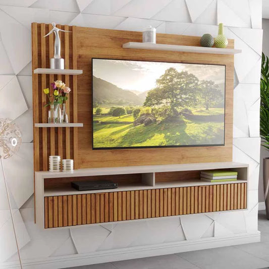 Painel Aurora Ripado Larg. 1.80m Mel/Off - Móveis furniture