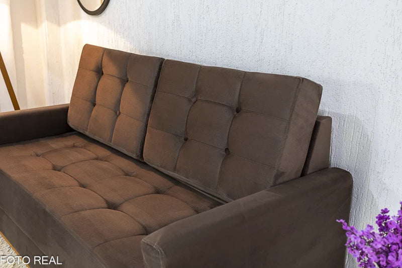 Sofá Áustria 3 Lugares + Poltrona Áustria Marrom - Móveis furniture