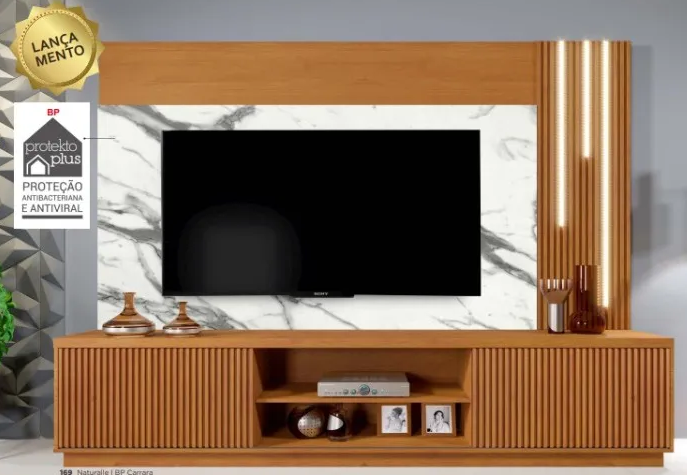 Estante Arezzo Home para TV até 75 Polegadas 2 Portas com LED Mavaular - Móveis furniture