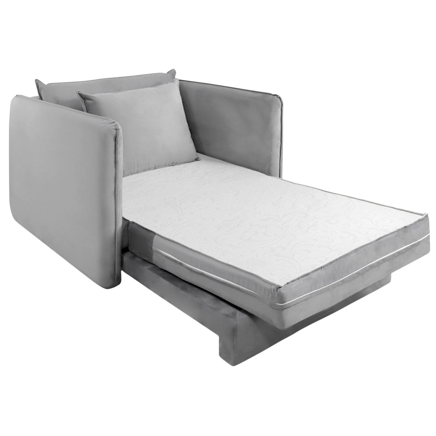 Sofá Cama Solteiro Noronha 1,08 m Linho Cinza 507 – JC ESTOFADOS