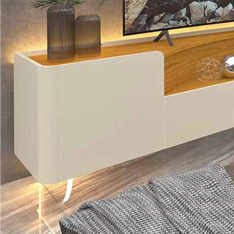 Rack Infinity 100% MDF Larg. 2.30m C/ Pés de Vidro Off/Naturale Gelius - Móveis furniture