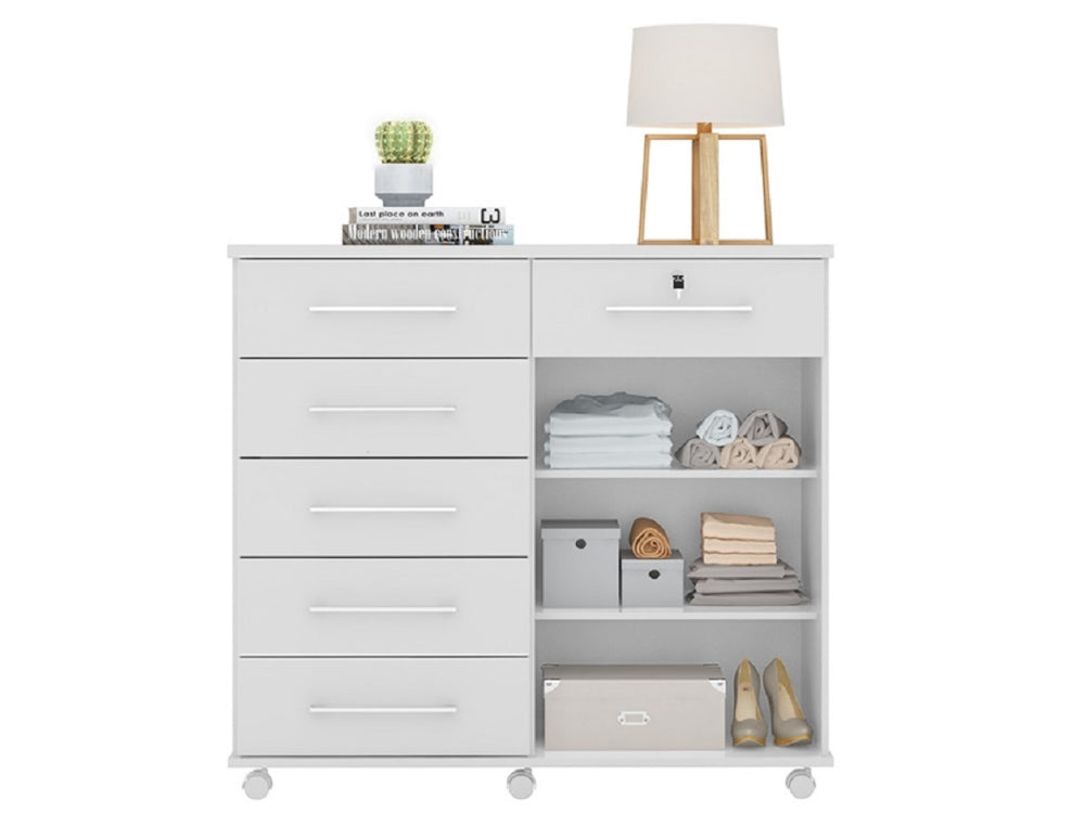 Cômoda Fauna 6 gavetas 2 portas – Branco - Móveis furniture