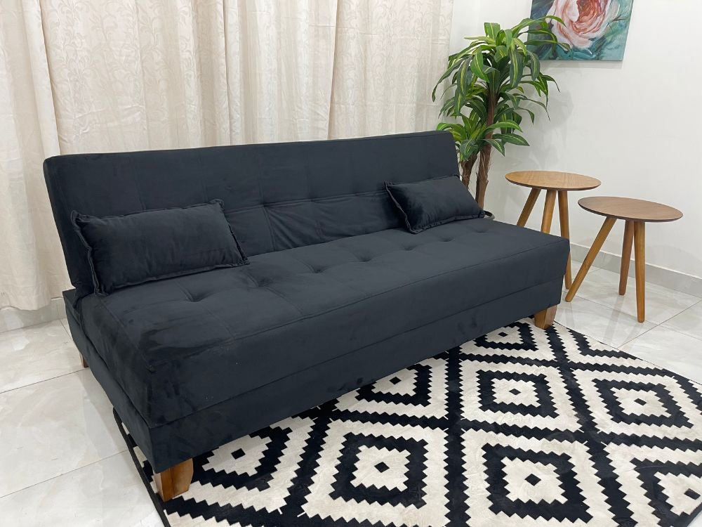 Sofá Cama Arpoador 1.85m – Preto Veludão - Móveis furniture