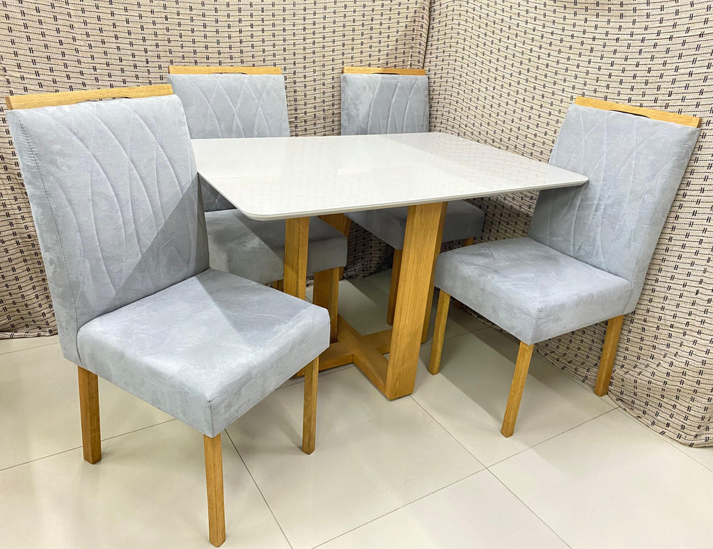 Mesa Pietro.Evelin 90x90 Tampo Malaga MDF.Vdr e Base Evelin Imbuia Mel.Off White Carvalho Decor - Móveis furniture