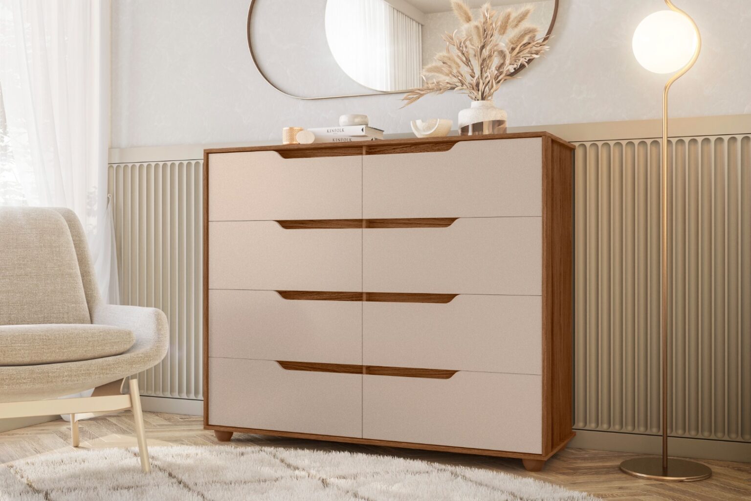 Cômoda 8 Gavetas Doble Albatroz Móveis cinamomo off white - Móveis furniture