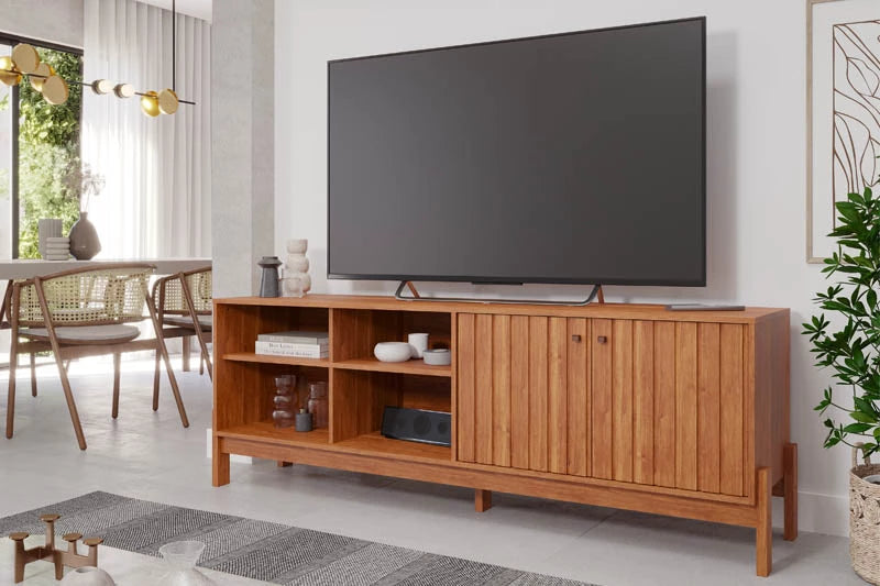 Rack Bancada Holanda Ripado 100% MDF larg. 1.85m Cinamomo Permobile - Móveis furniture