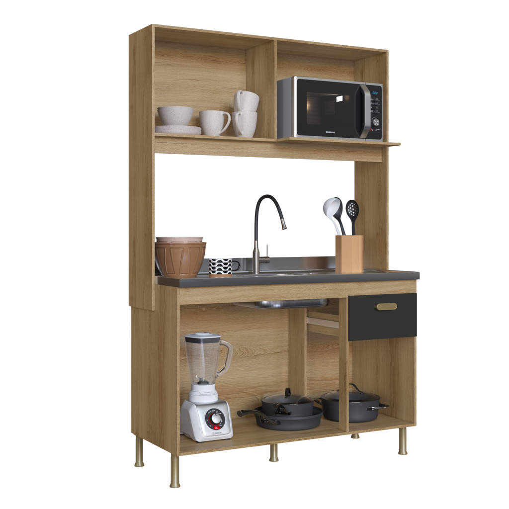 Kit Cozinha Veneto 1,22 m Castani/Chumbo – INDÉKES