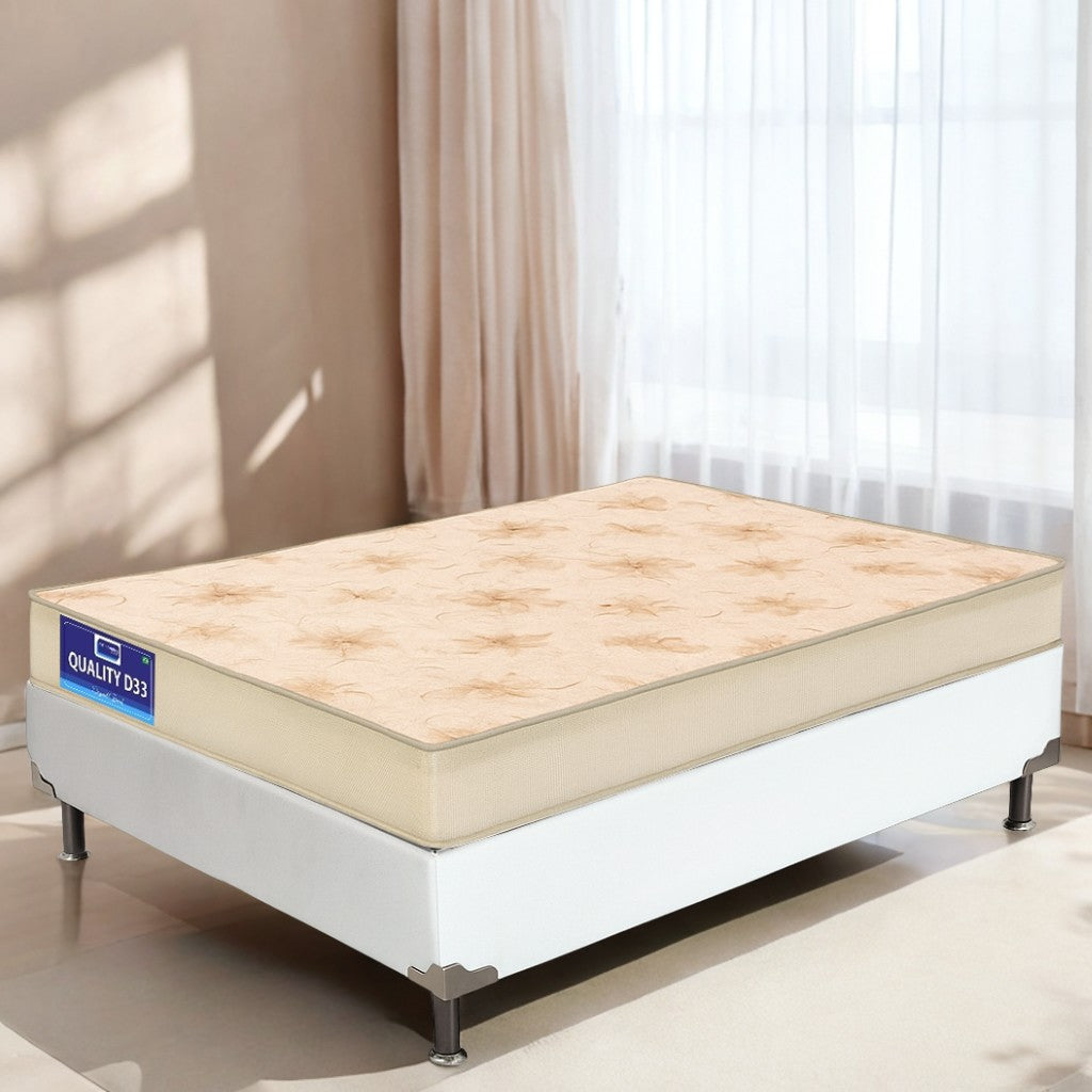 Colchão Casal Quality D33 12 cm + Base Box Simples Corino Branco – ORTHOPRIME + BIOSTAR