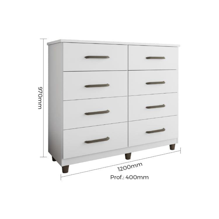 Comoda Perola Fluence Plus 8G Branco Moveis Parana
