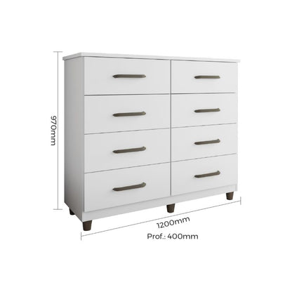 Comoda Perola Fluence Plus 8G Branco Moveis Parana