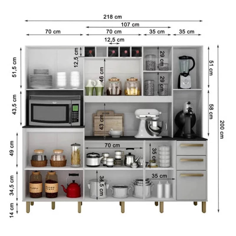 Armário Cozinha Completa Petra Branco/Cinamomo Valdemoveis - Móveis furniture