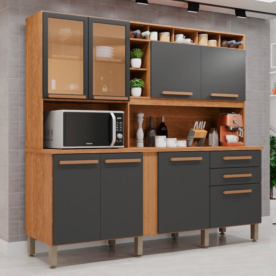Kit Cozinha Antonela Prime 2,10 m Cinamono/Grafite – IMOP