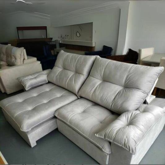 Sofá Retrátil e Reclinável México 2,50 m Prata – LEO DECOR - Móveis furniture