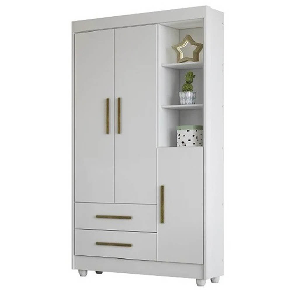 Guarda Roupa Flocos Infantil 3 Portas 2 Gavetas Tigus - Móveis furniture