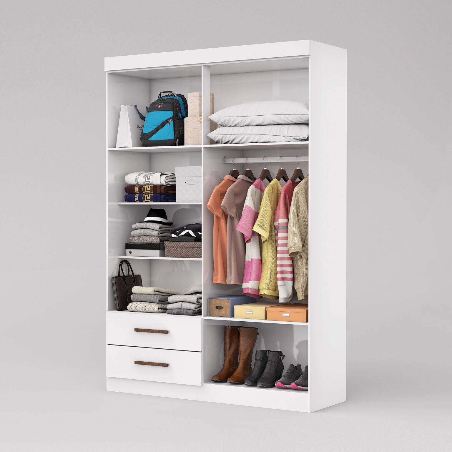 Guarda-Roupa Hércules c/ espelho 4 portas e 2 gavetas – Branco - Móveis furniture