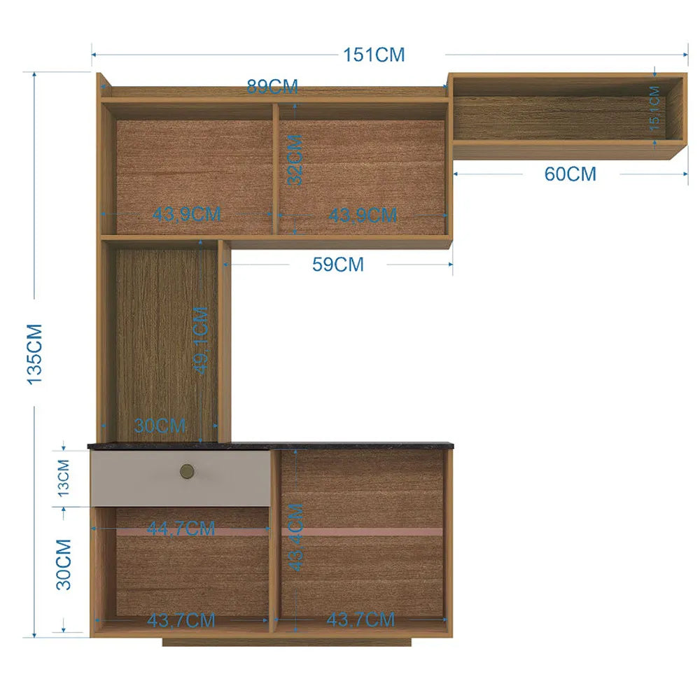 Cozinha Suspensa Lara 4 Portas 1 Gaveta Poquema DAMASCO OFF