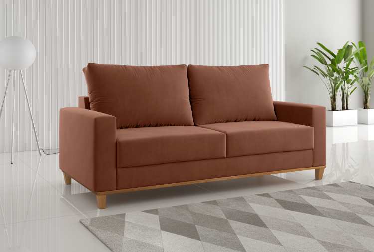 Estofado Living Felicia 180 3 Lgs Veludo Terracota Viero