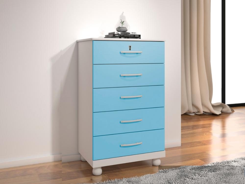 Cômoda 5 gavetas Ref.: 013 – Branco/Azul - Móveis furniture