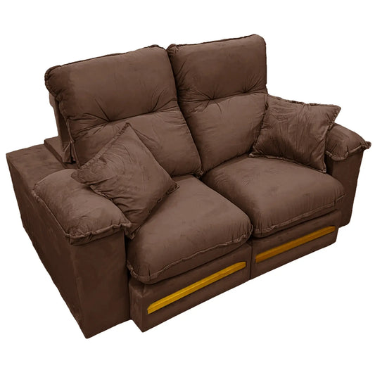 Sofá Libano 2 Lugares Retrátil e Reclinável 180cm Tecido Veludo Aifos marrom