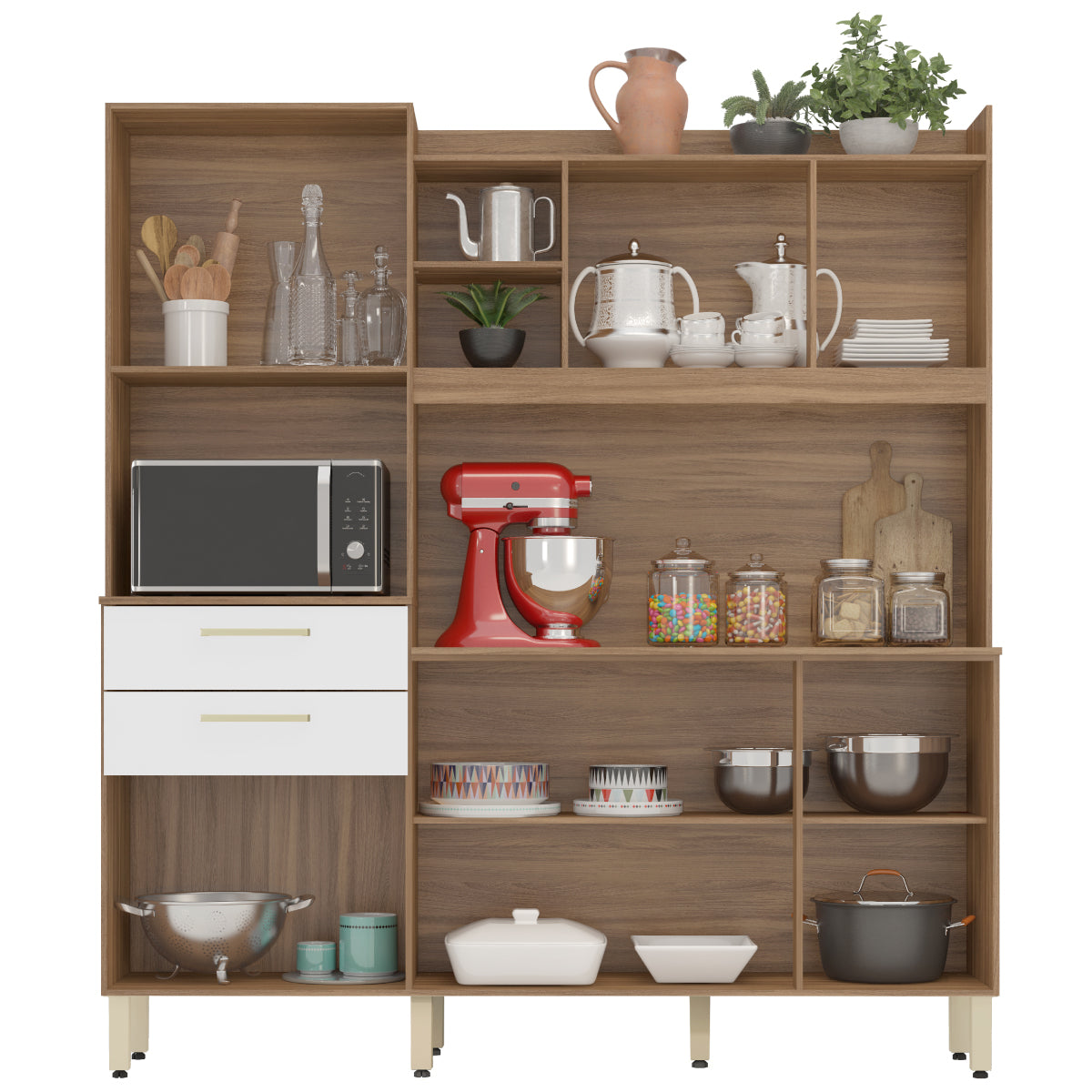 Kit Cozinha Select 1,78 m Amêndola Touch/Branco – DEMÓBILE