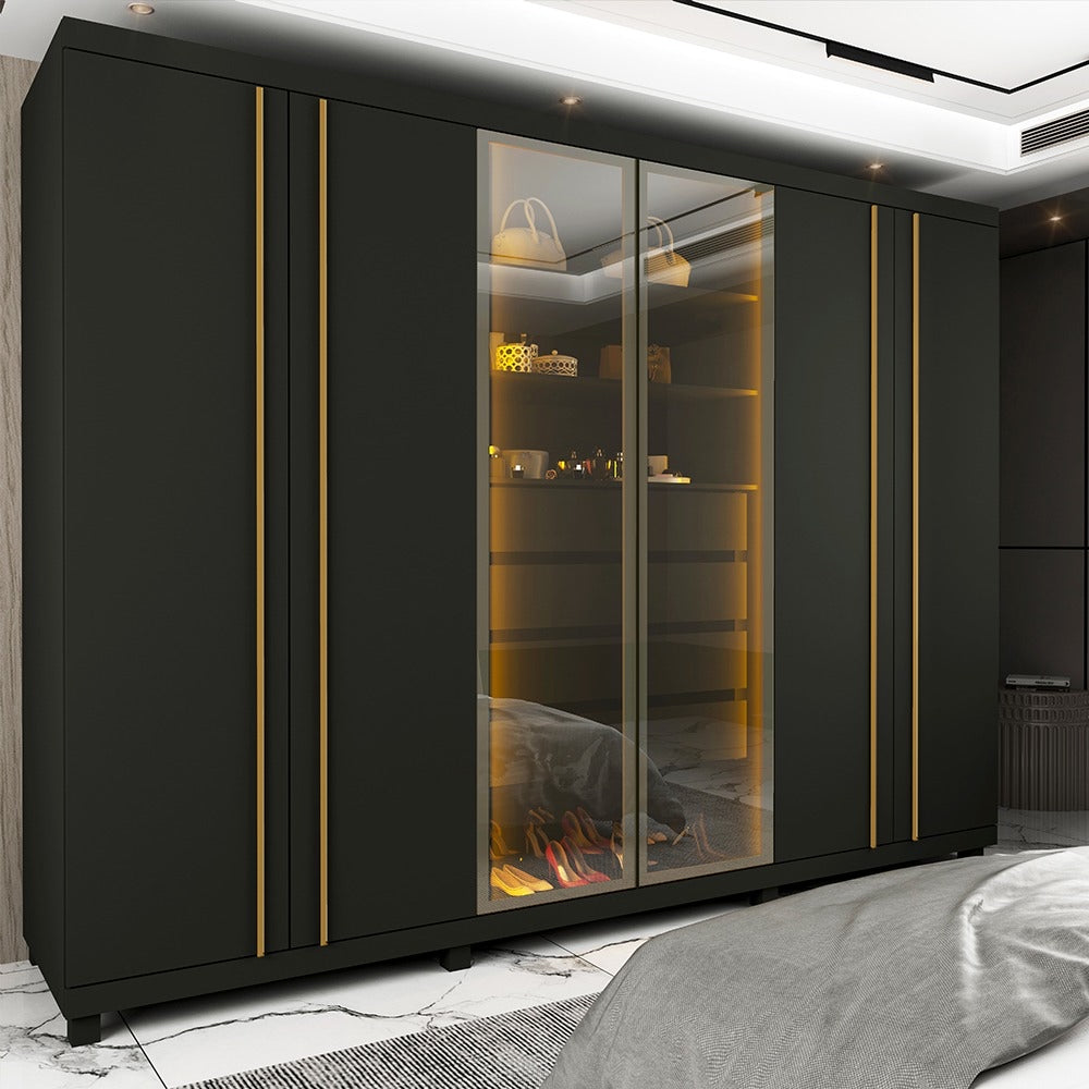 Roupeiro Absolut New Reflecta 6P c Led Pes Grafite Gelius - Móveis furniture