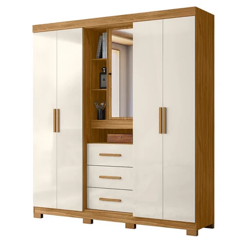 Guarda Roupa Eldorado 195cm 5 Portas Freijó Off White com Espelho Moval - Móveis furniture