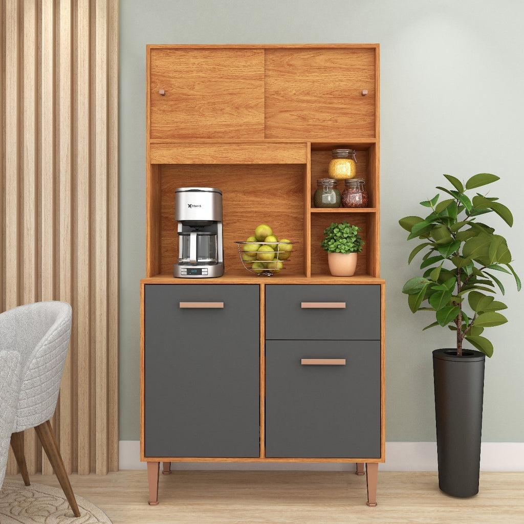 Kit Cozinha Dália C211 0,90 m Cinamono/Grafite – FELLICCI