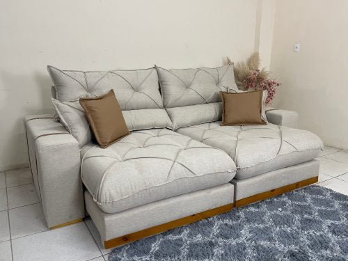 Sofá Retrátil e Reclinável Gran Bello 2.00m – Bege Linho