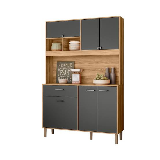 Kit De Cozinha 120 Cm 6 Portas 1 Gaveta Freijó/Chumbo Nicioli Erva Doce - Móveis furniture