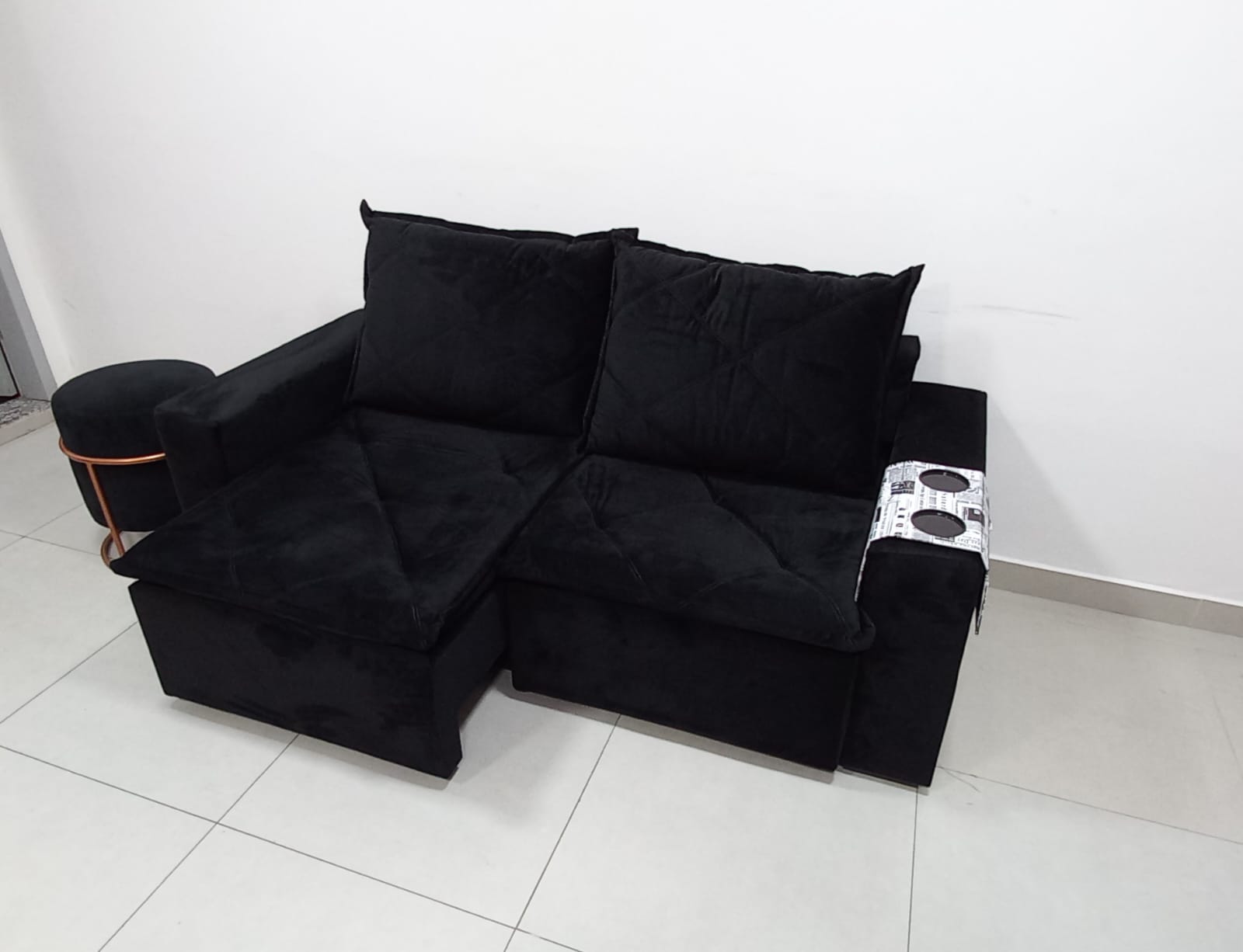 Sofá retrátil Dubai preto 1.84 - Móveis furniture