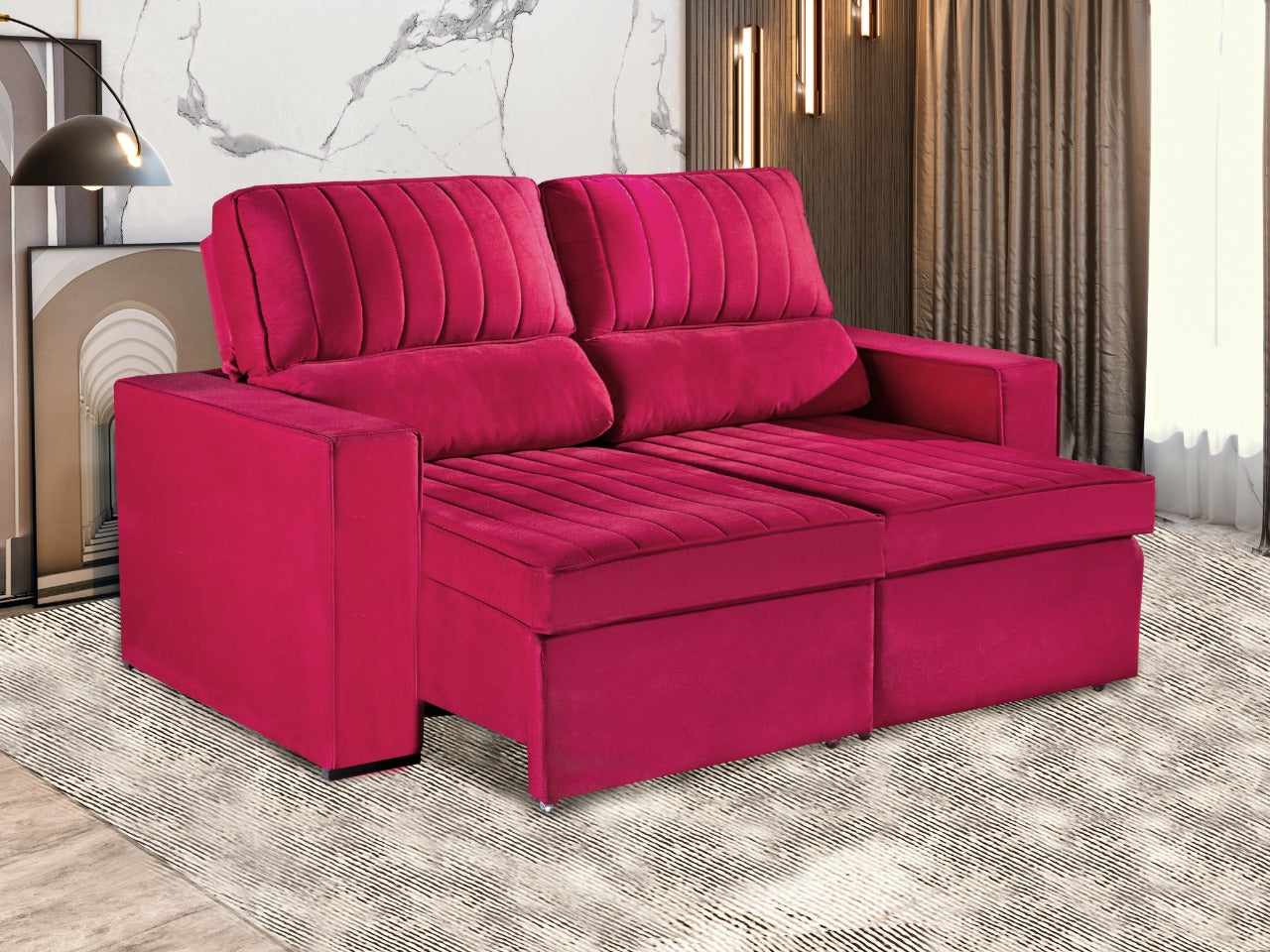 Estofado Retr Recl New Napoli Vel Bordo - Móveis furniture