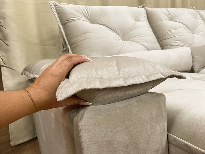 Sofá Retrátil Reclinável 2,70 m Bege 501 Zuqui Plus - Móveis furniture
