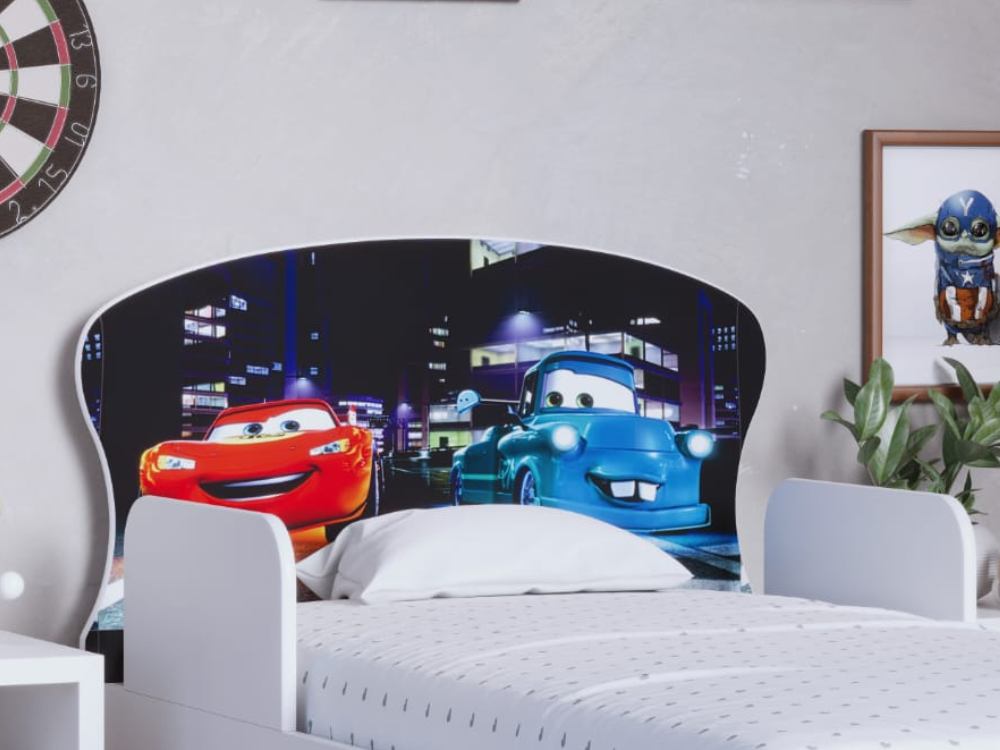 Cama Juvenil Adesivada – Tema Carros - Móveis furniture