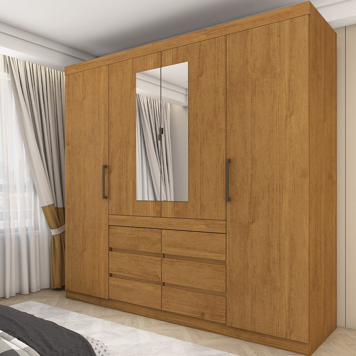 Guarda-roupa 4 Portas Império 2,00 M Cinamomo – Carioca MÓveis