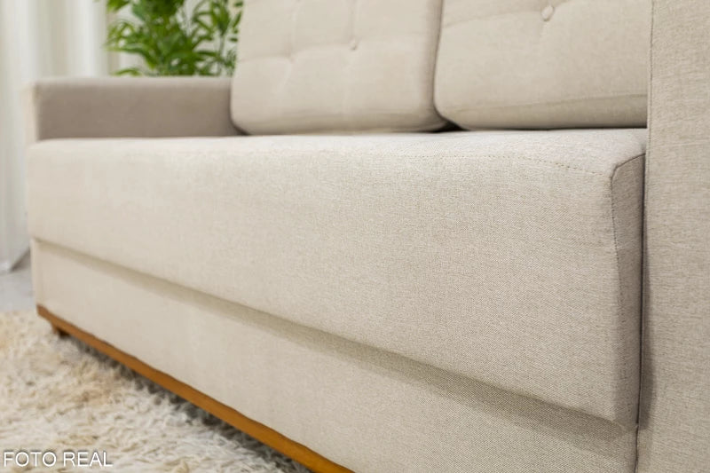 Sofá 3 lugares Living Áustria Linho Bege A57 Larg. 1.70m