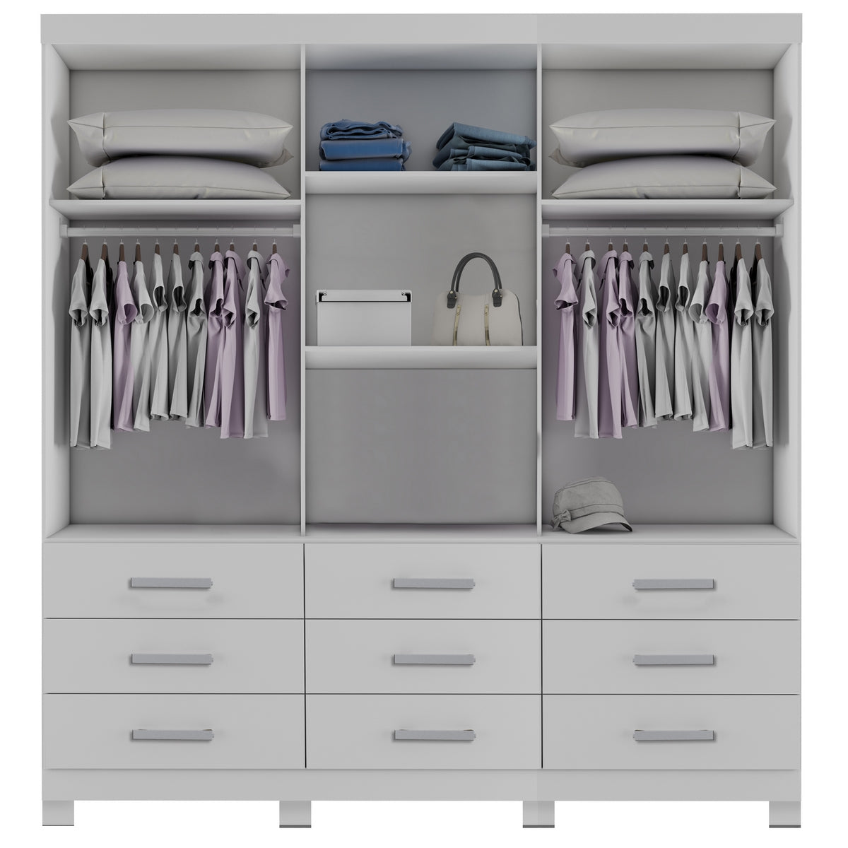 Guarda-Roupa 3 Portas(Com Pés)Athenas 1,80 m Branco – BIANCHI