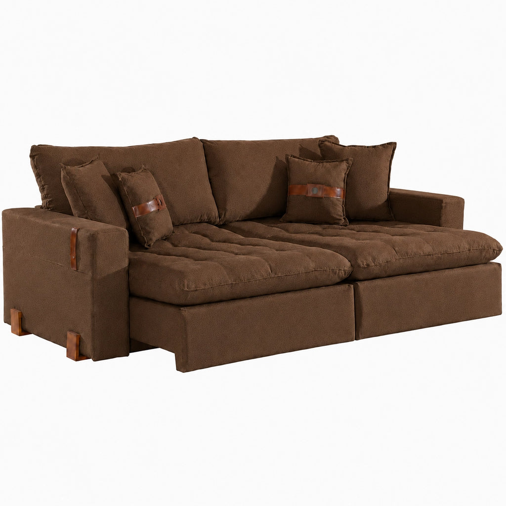 Sofá Cama Zeus 4 Lugares Retrátil e Reclinável 240cm Tecido Linho Innove