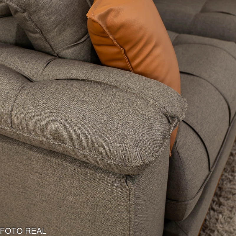 Sofá Retrátil Reclinável Verona 2.00m Linho Marrom D28 Soft - Molas Ensacadas