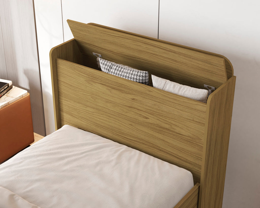 Cama Solteiro Baú Tamires + Auxiliar Mili Branco – MADEC/VJ MÓVEIS