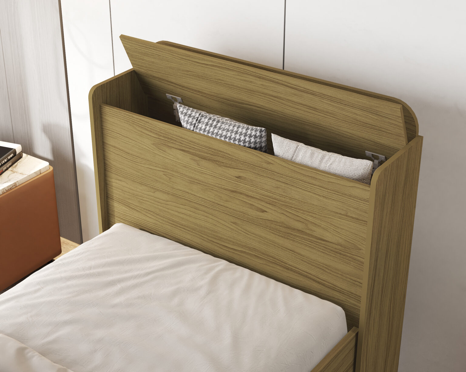 Cama Solteiro Baú Tamires + Auxiliar Mili Branco – MADEC/VJ MÓVEIS