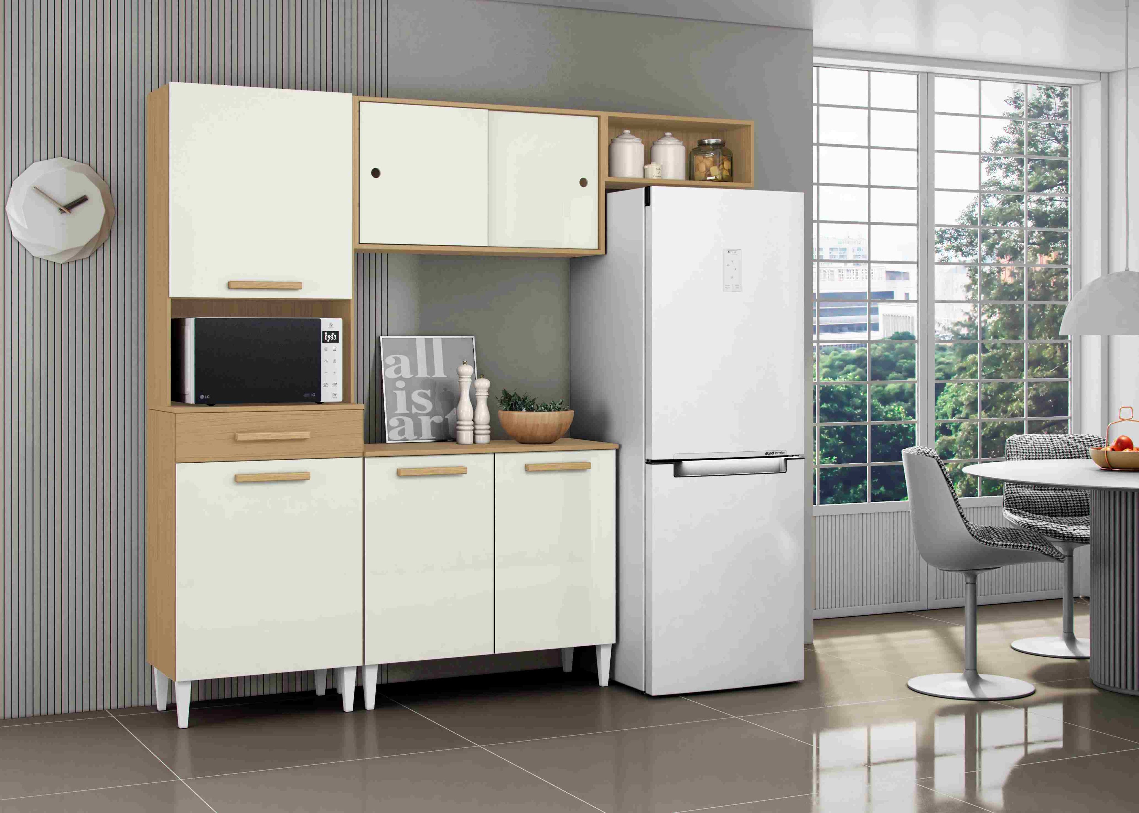 Cozinha Compacta c Balcao Isabelle Atacama.Off Aramoveis - Móveis furniture