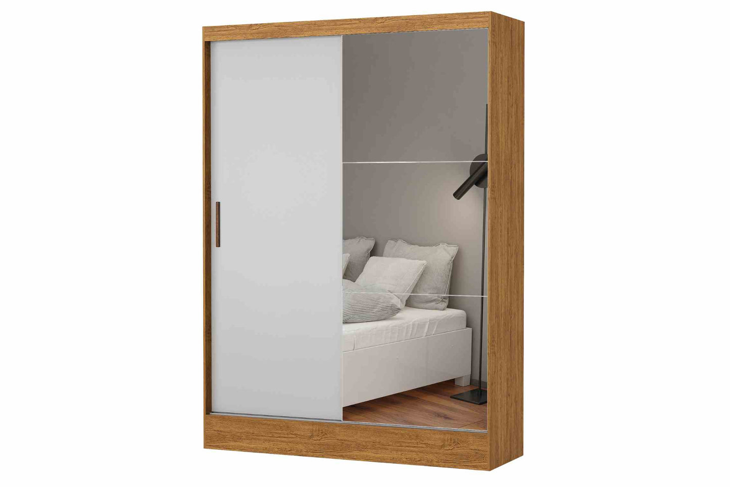 Guarda-Roupa Santiago c/ espelho 2 Portas e 2 Gavetas – Cinamomo/Branco
