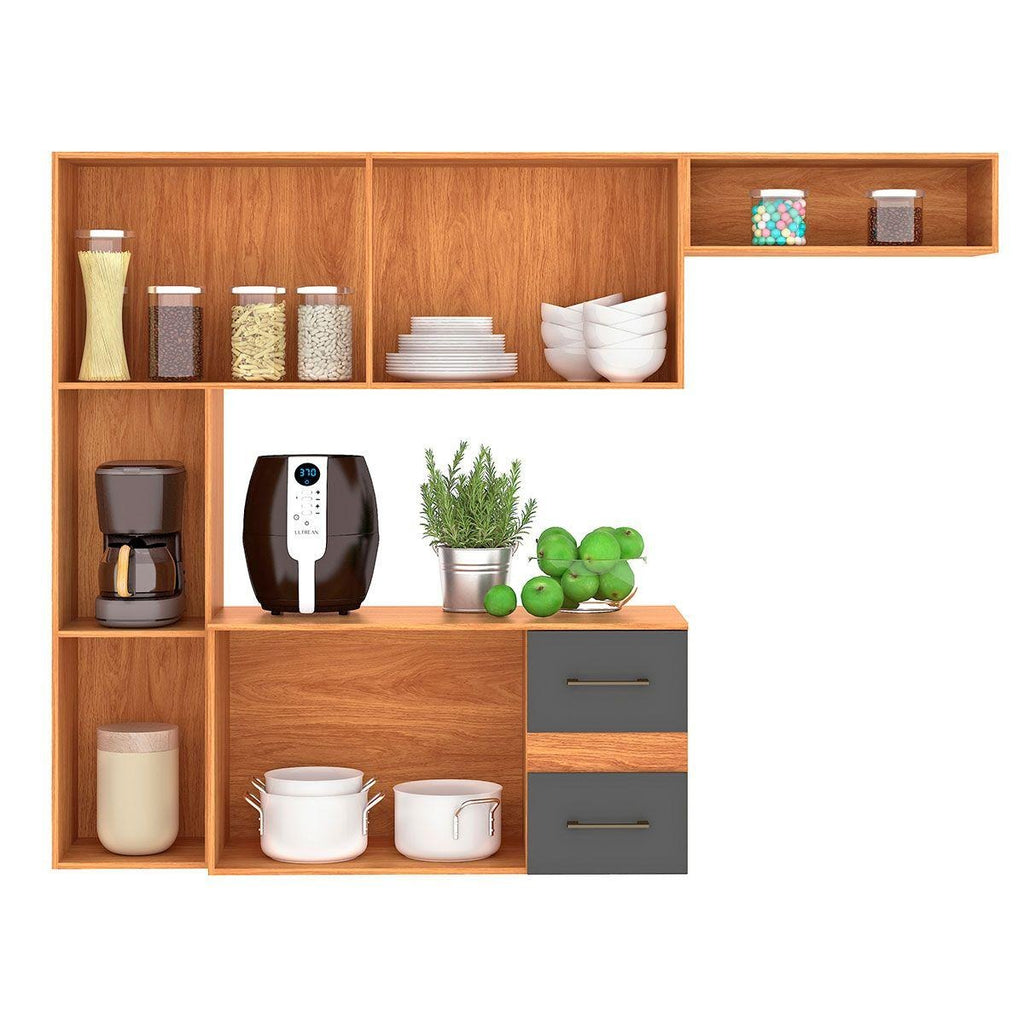 Cozinha Suspensa Mila CM16 1,80 m Cinamomo/Grafite – FELLICCI