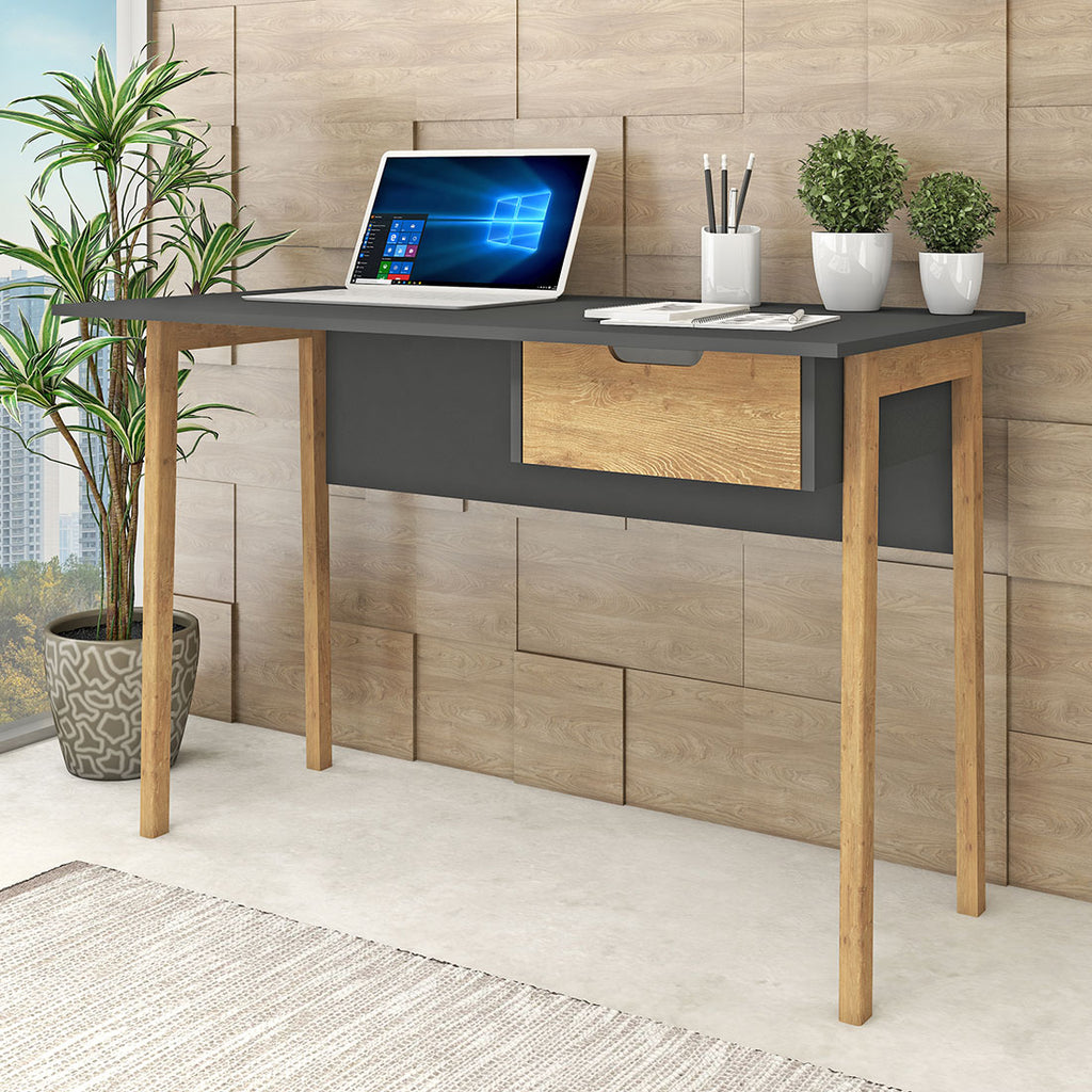 Mesa escritório 1 gaveta com pés de madeira - Móveis furniture