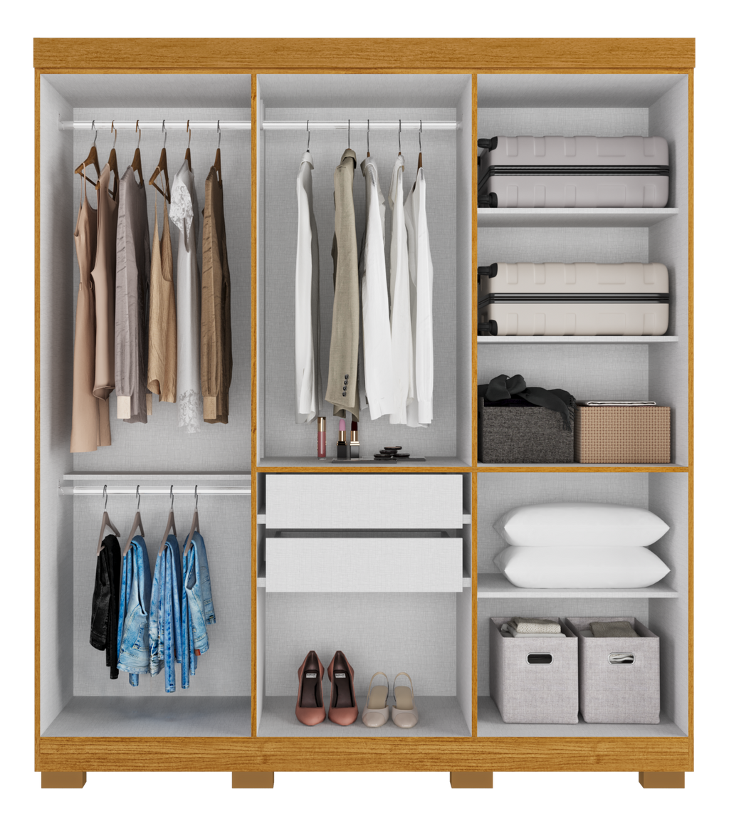 Guarda-Roupa 6 Portas Paolla 1,80 m Cinamono/Off White - Móveis furniture