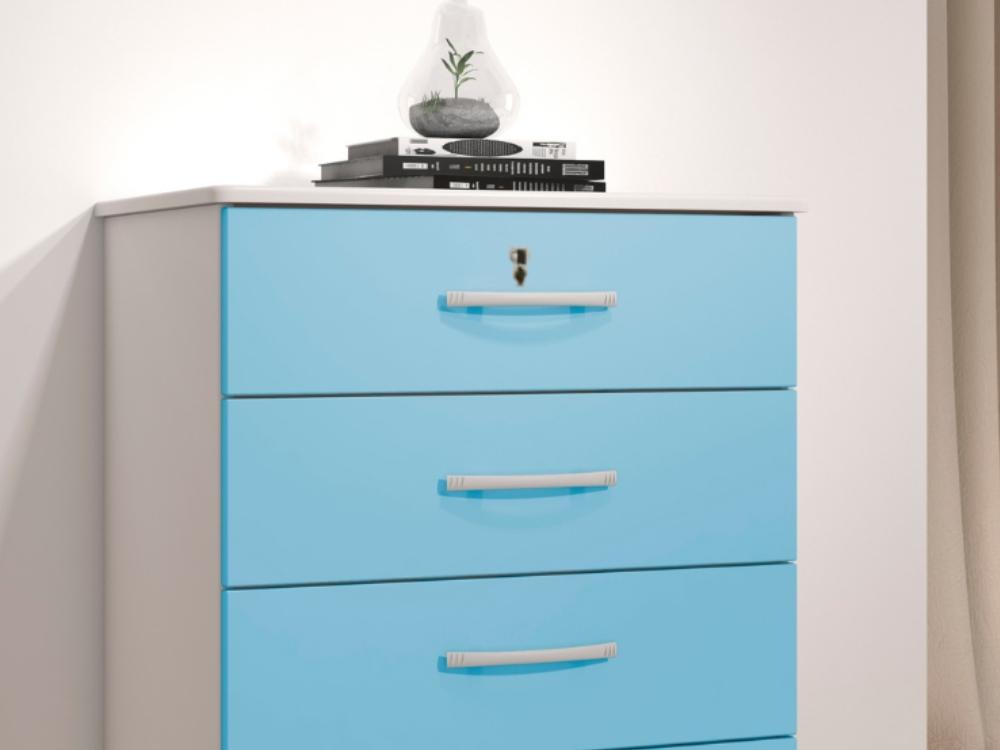 Cômoda 5 gavetas Ref.: 013 – Branco/Azul - Móveis furniture