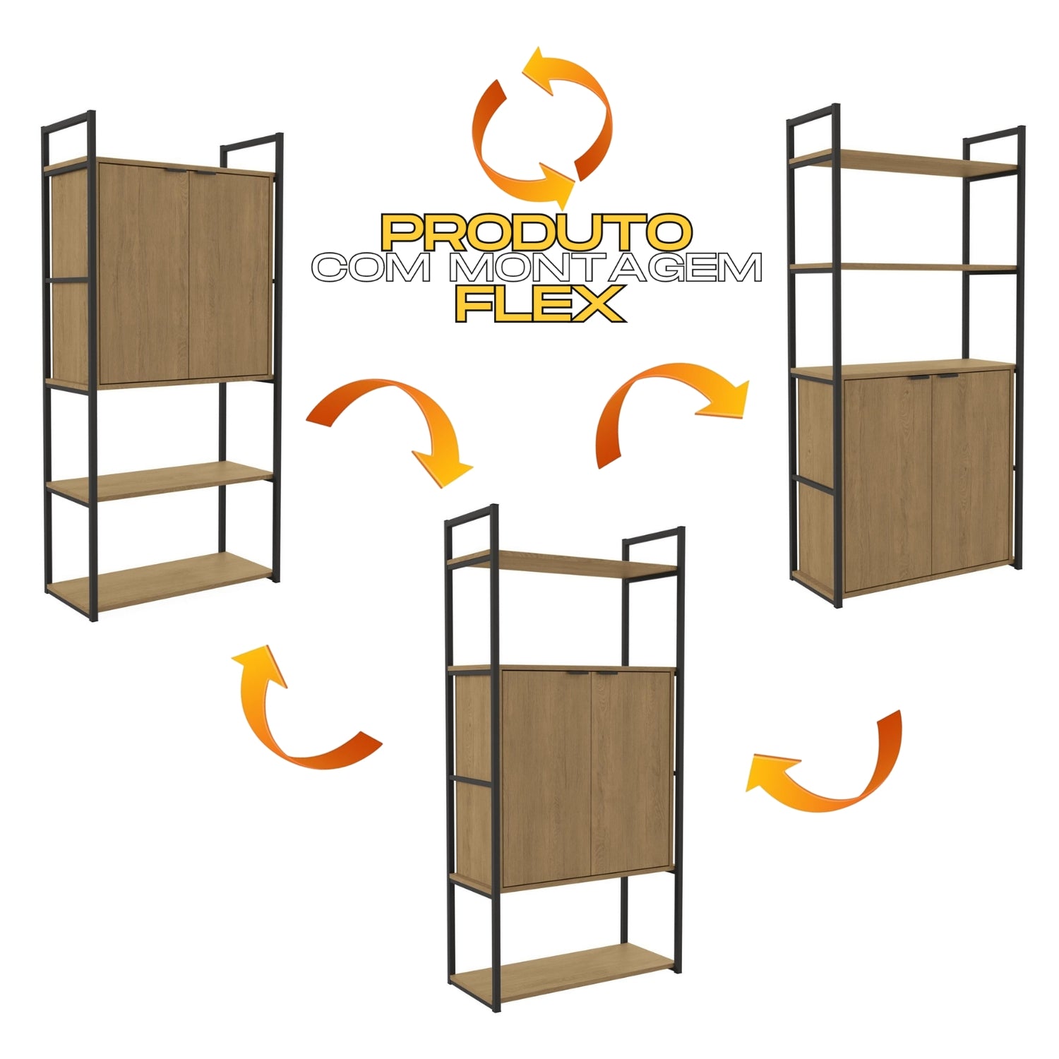 Estante Alta LI041 Freijó/Preto Fosco – KAPPESBERG