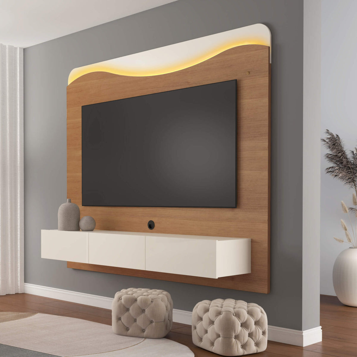 Painel até 75″ Lumiere Cinamomo/Off White – ARTELY